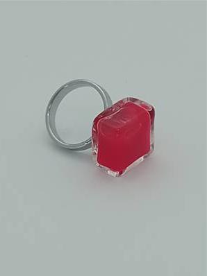 Bague Carrée Losange Milk Rouge