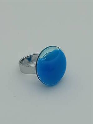 Bague Galet Petit Modèle Milk Bleu clair