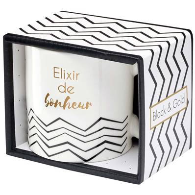 MUG + BOITE BLACK WHITE ELIXIR DE BONHEUR