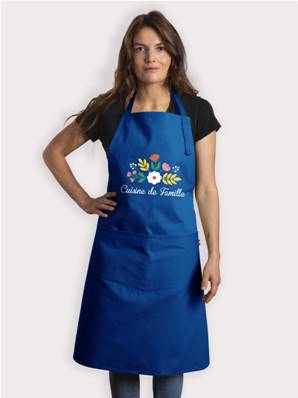 TABLIER ADULTE CUISINE EN FAMILLE BLEU