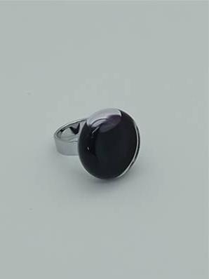 Bague Plate Petit Modèle Milk Noir