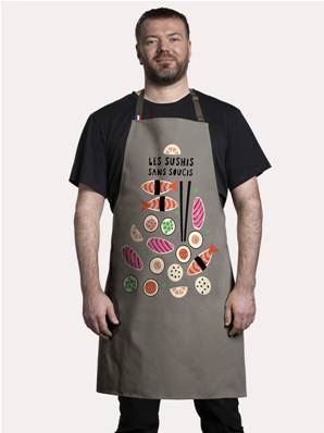 TABLIER ADULTE SUSHI SANS SOUCI GRIS