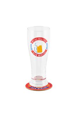 VERRE A BIERE + DESSOUS VERRE (+ BOITE) BIERE FRAI