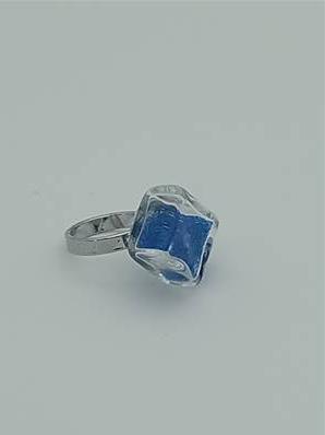 Bague Carrée Losange Billes Bleu foncé