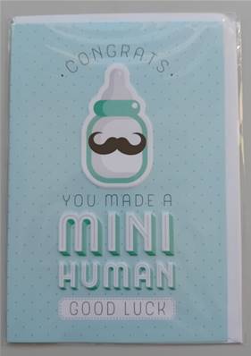 CARTE A5 + ENVELOPPE CONGRATS - MINI HUMAIN BOY