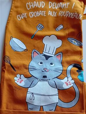 TABLIER ADULTE CHAT-CROBATE MOUTARDE