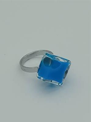 Bague Carrée Losange Milk Bleu