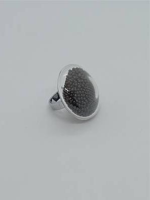 Bague Galet Grand modèle Billes Noir