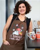 TABLIER ADULTE LE BONHEUR C'EST CHAT MARRON