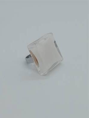 Bague Carrée Grand modèle Transparent Blanc