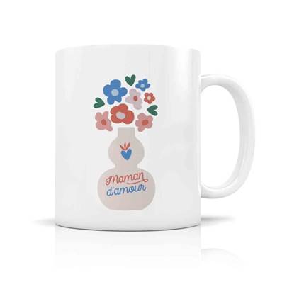 MUG + BOITE MAMAN D'AMOUR POT DE FLEURS