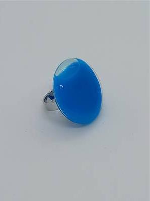 Bague Galet Grand modèle Transparent Bleu clair