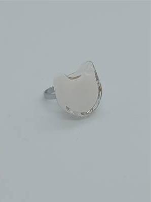 Bague Chat plate Blanc