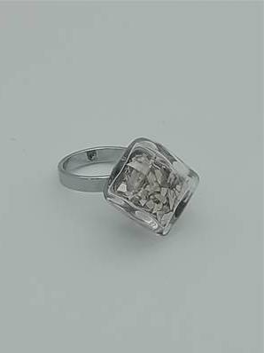 Bague Carrée Losange Pailletes argent