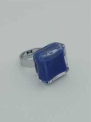 Bague Carrée Milk Bleu foncé