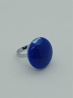 Bague Galet Petit Modèle Milk Bleu foncé