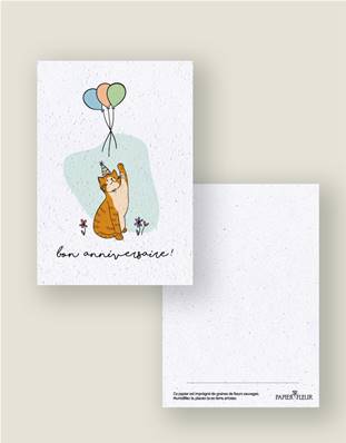 CARTE A PLANTER - CHAT JOYEUX ANNIVERSAIRE