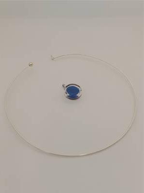 Pendentif collier rigide Cachou Billes Petit Modèle Bleu foncé
