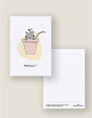 CARTE A PLANTER - CHAT MERCI