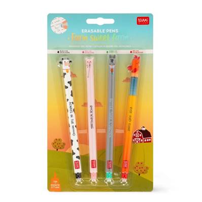 SET DE 4 STYLOS EFFACABLES "LA FERME"