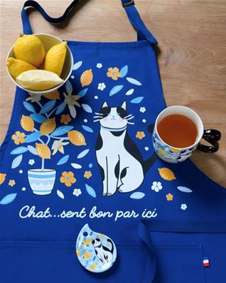 TABLIER ADULTE CHAT CITRONS