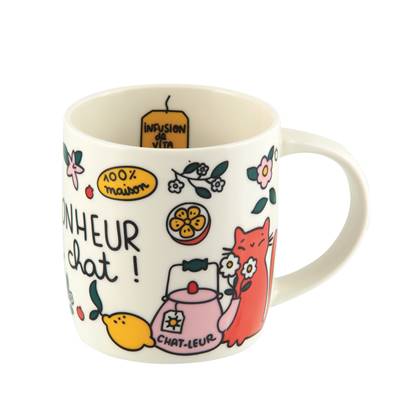 MUG LEMAN LE BONHEUR C'EST CHAT