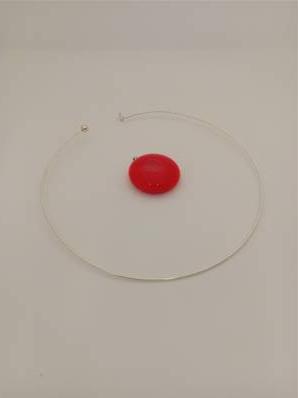 Pendentif collier rigide Galet Milk Rouge