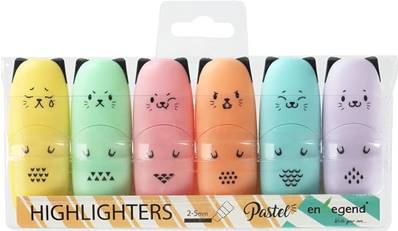 SET DE 6 MINI SURLIGNEURS CHAT PASTEL